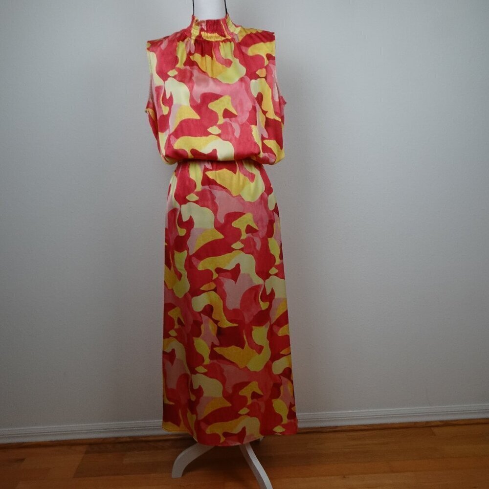 Ming Wang Skirt & Top Set Outfit Women's Size L Pink Yellow TWO Pieces Colorful